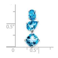 14k White Gold Blue Topaz & Sky Blue Chain Slide