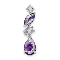 14k White Gold Amethyst and Opal Chain Slide