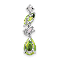 14k White Gold Peridot and Opal Chain Slide