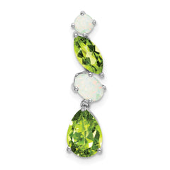 14k White Gold Peridot and Opal Chain Slide