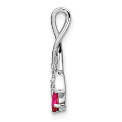 14k White Gold Ruby and Diamond Floral Chain Slide