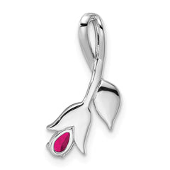 14k White Gold Ruby and Diamond Floral Chain Slide
