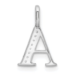 14K White Gold Diamond Letter A Initial Pendant - 5