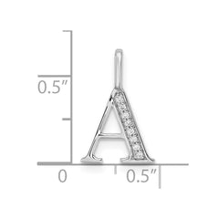 14K White Gold Diamond Letter A Initial Pendant - 5