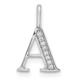 14K White Gold Diamond Letter A Initial Pendant - 5