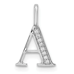 14K White Gold Diamond Letter A Initial Pendant - 5