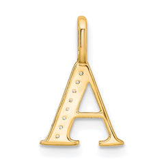 14K Diamond Letter A Initial Pendant - 2