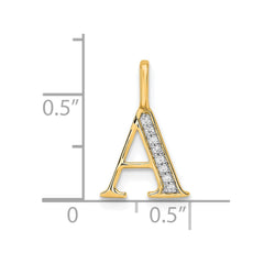 14K Diamond Letter A Initial Pendant - 2