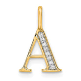 14K Diamond Letter A Initial Pendant - 2