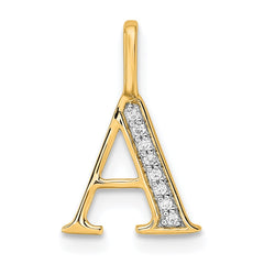 14K Diamond Letter A Initial Pendant - 2