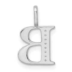 14K White Gold Diamond Letter B Initial Pendant - 5