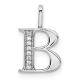 14K White Gold Diamond Letter B Initial Pendant - 5