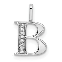 14K White Gold Diamond Letter B Initial Pendant - 5