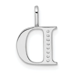 14K White Gold Diamond Letter D Initial Pendant - 5
