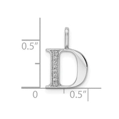 14K White Gold Diamond Letter D Initial Pendant - 5