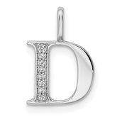 14K White Gold Diamond Letter D Initial Pendant - 5