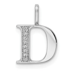 14K White Gold Diamond Letter D Initial Pendant - 5