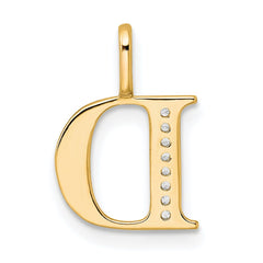 14K Diamond Letter D Initial Pendant