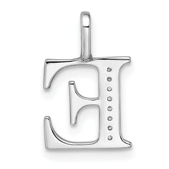 14K White Gold Diamond Letter E Initial Pendant