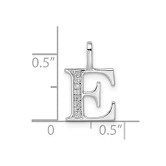 14K White Gold Diamond Letter E Initial Pendant