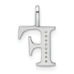 14K White Gold Diamond Letter F Initial Pendant