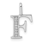 14K White Gold Diamond Letter F Initial Pendant