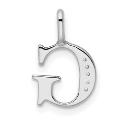 14K White Gold Diamond Letter G Initial Pendant - 5