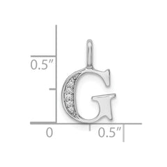14K White Gold Diamond Letter G Initial Pendant - 5
