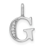 14K White Gold Diamond Letter G Initial Pendant - 5