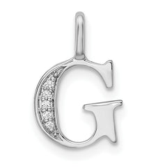 14K White Gold Diamond Letter G Initial Pendant - 5