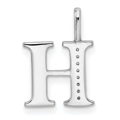 14K White Gold Diamond Letter H Initial Pendant - 5