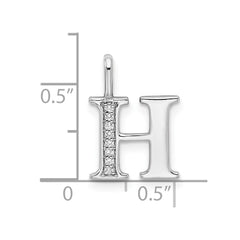 14K White Gold Diamond Letter H Initial Pendant - 5