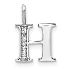 14K White Gold Diamond Letter H Initial Pendant - 5