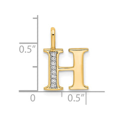 14k Diamond Letter H Initial Pendant