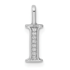14K White Gold Diamond Letter I Initial Pendant - 5