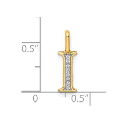 14k Diamond Letter I Initial Pendant