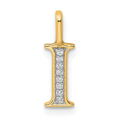 14k Diamond Letter I Initial Pendant