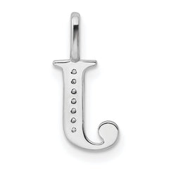 14K White Gold Diamond Letter J Initial Pendant - 4