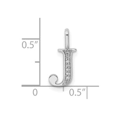 14K White Gold Diamond Letter J Initial Pendant - 4