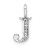 14K White Gold Diamond Letter J Initial Pendant - 4