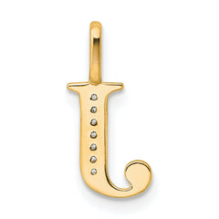 14K Diamond Letter J Initial Pendant - 3