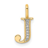 14K Diamond Letter J Initial Pendant - 3