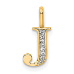 14K Diamond Letter J Initial Pendant - 3