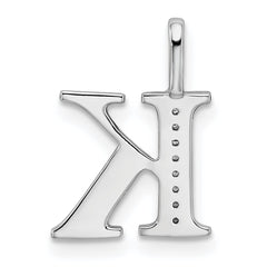 14K White Gold Diamond Letter K Initial Pendant - 5
