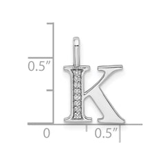 14K White Gold Diamond Letter K Initial Pendant - 5
