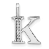 14K White Gold Diamond Letter K Initial Pendant - 5