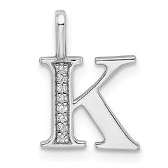 14K White Gold Diamond Letter K Initial Pendant - 5