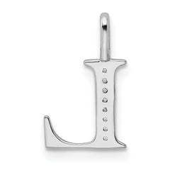 14K White Gold Diamond Letter L Initial Pendant - 4