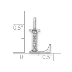14K White Gold Diamond Letter L Initial Pendant - 4