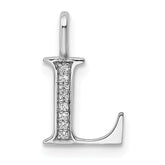 14K White Gold Diamond Letter L Initial Pendant - 4